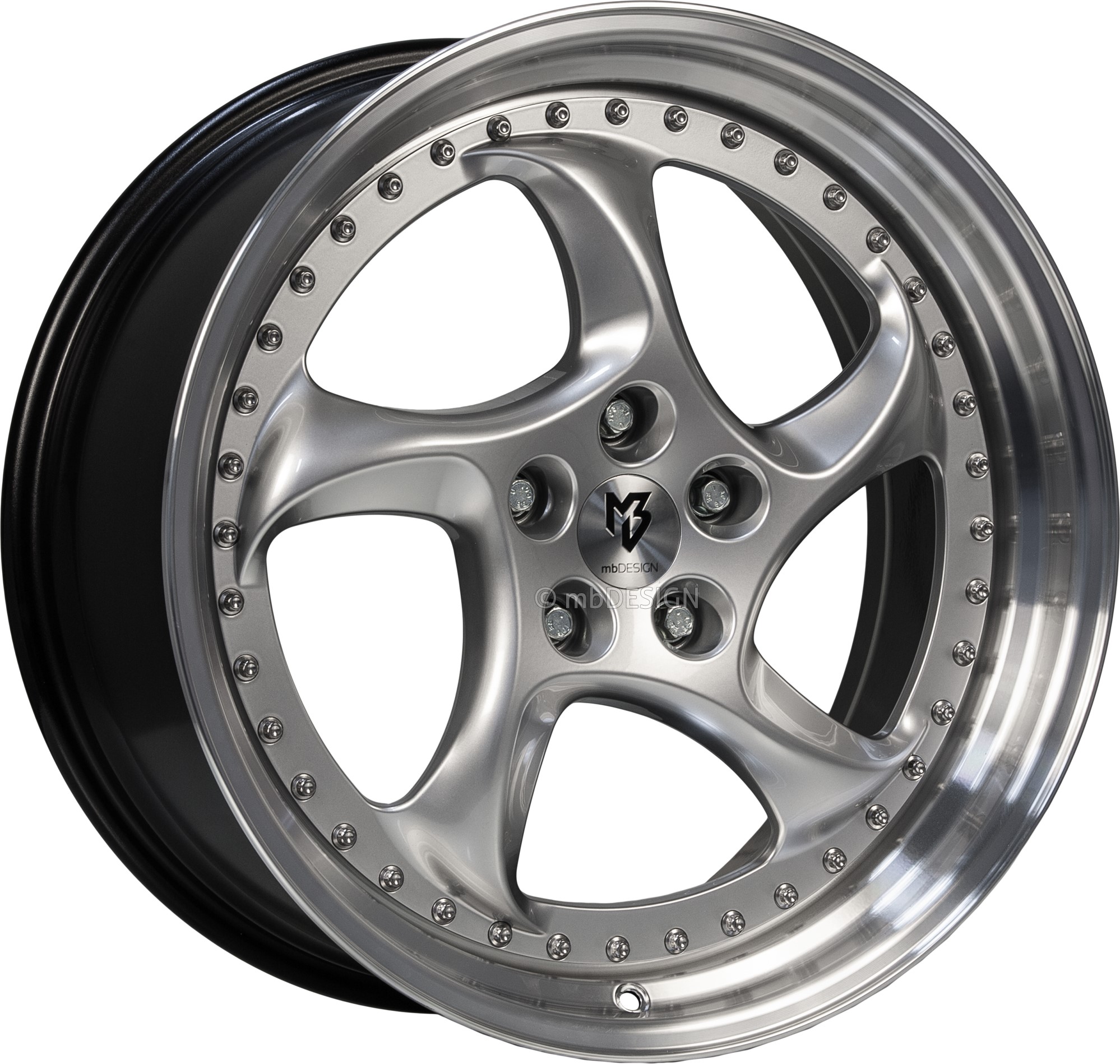mbDESIGN TURBO FORGED 20x9 ET42 5x120 Silber Glänzend/Schwarz Glänzend Poliert