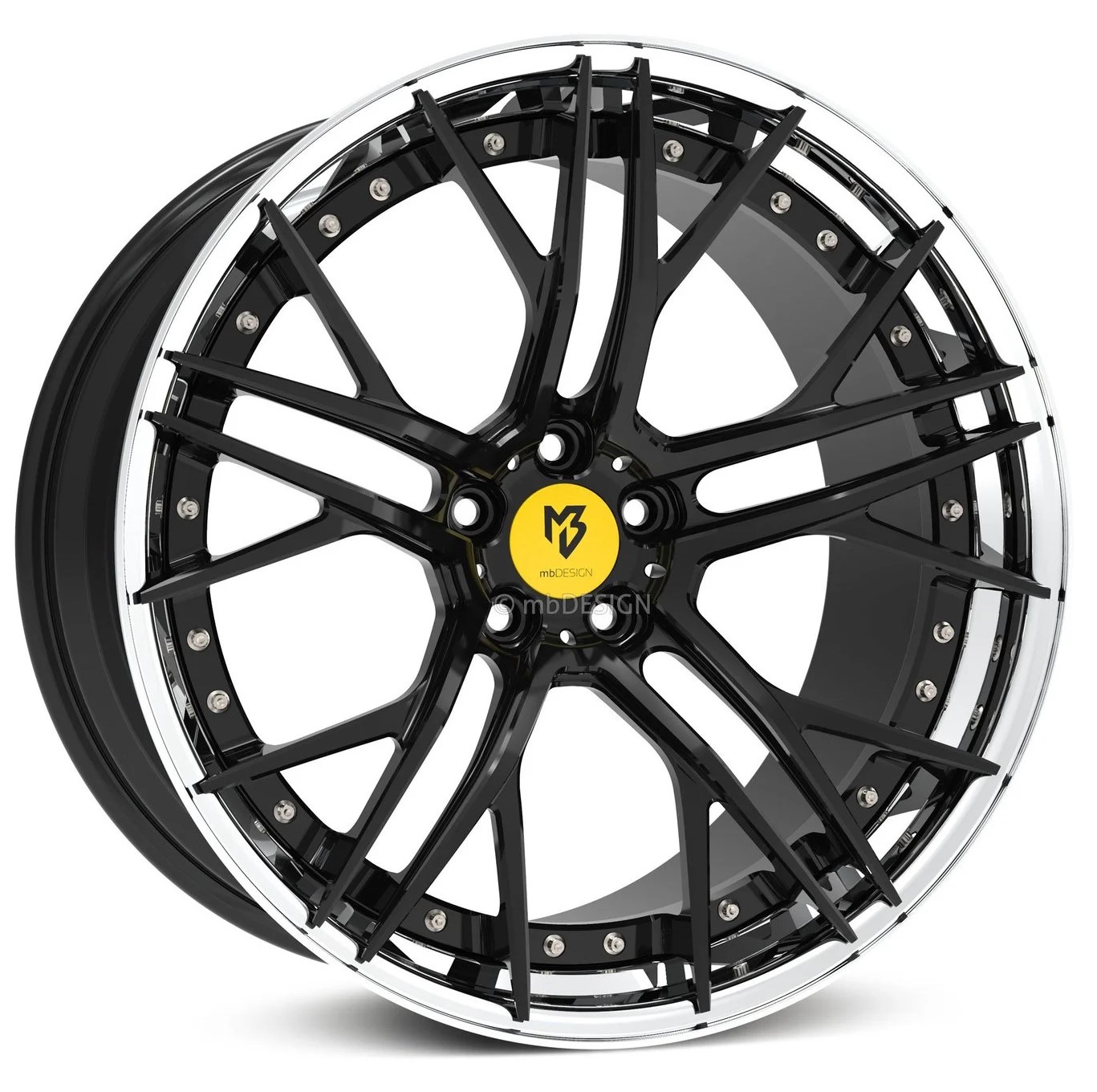 mbDESIGN SF1.3 20x9 ET34 5x112 Noir Brillant Poli
