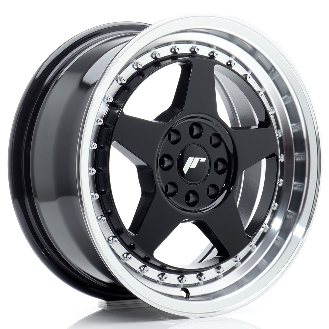 Japan Racing JR6 16x7 ET25 4x100/108 Noir Brillant Bord Usiné