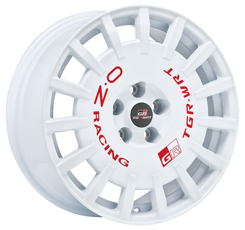 OZ RALLY RACING TGR-WRT 18x8 ET45 5x114.3 Blanc Course + Lettrage Rouge