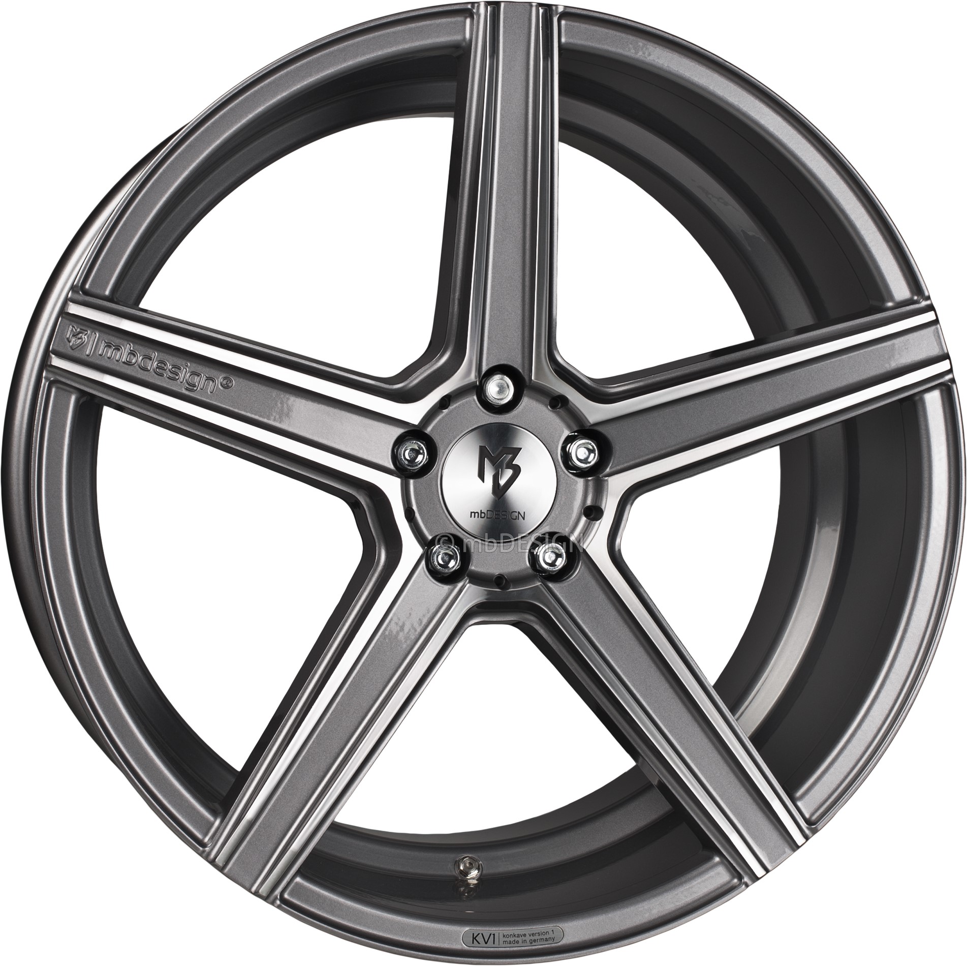 mbDESIGN KV1 20x9 ET35 5x108 Grau Glänzend Poliert