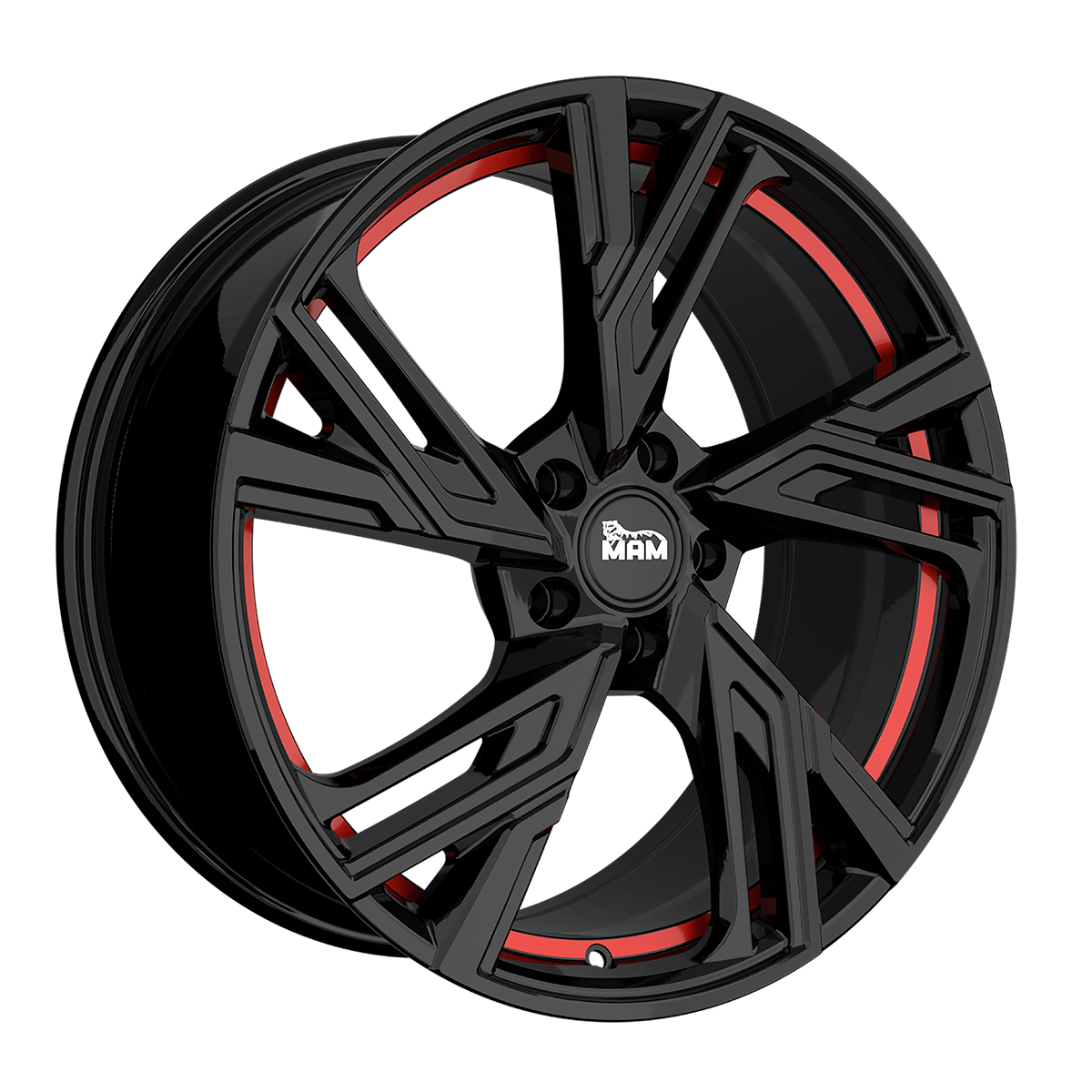 MAM Felgen RS5 18x8 ET50 5x120 Black Painted Red Inside