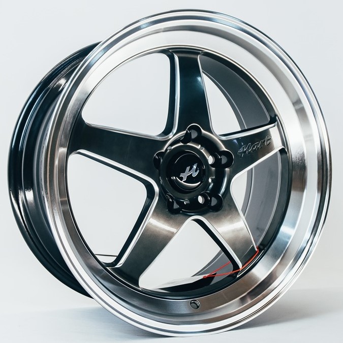 Hart HR77 18x10.5 ET12 5x114.3 Hyper Black With Mirror Cut Lip