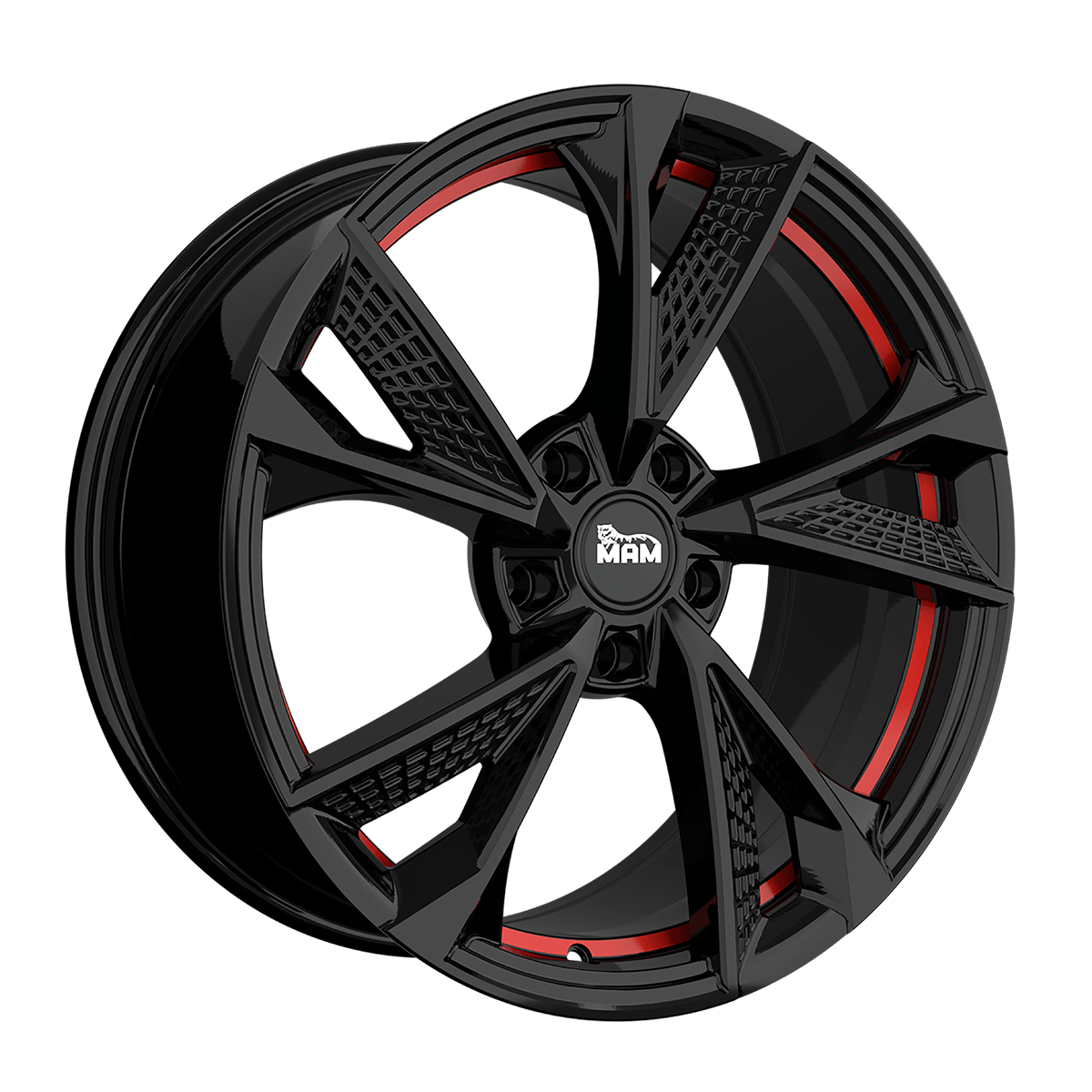 MAM Felgen RS6 19x8.5 ET35 5x120 Black Painted Red Inside