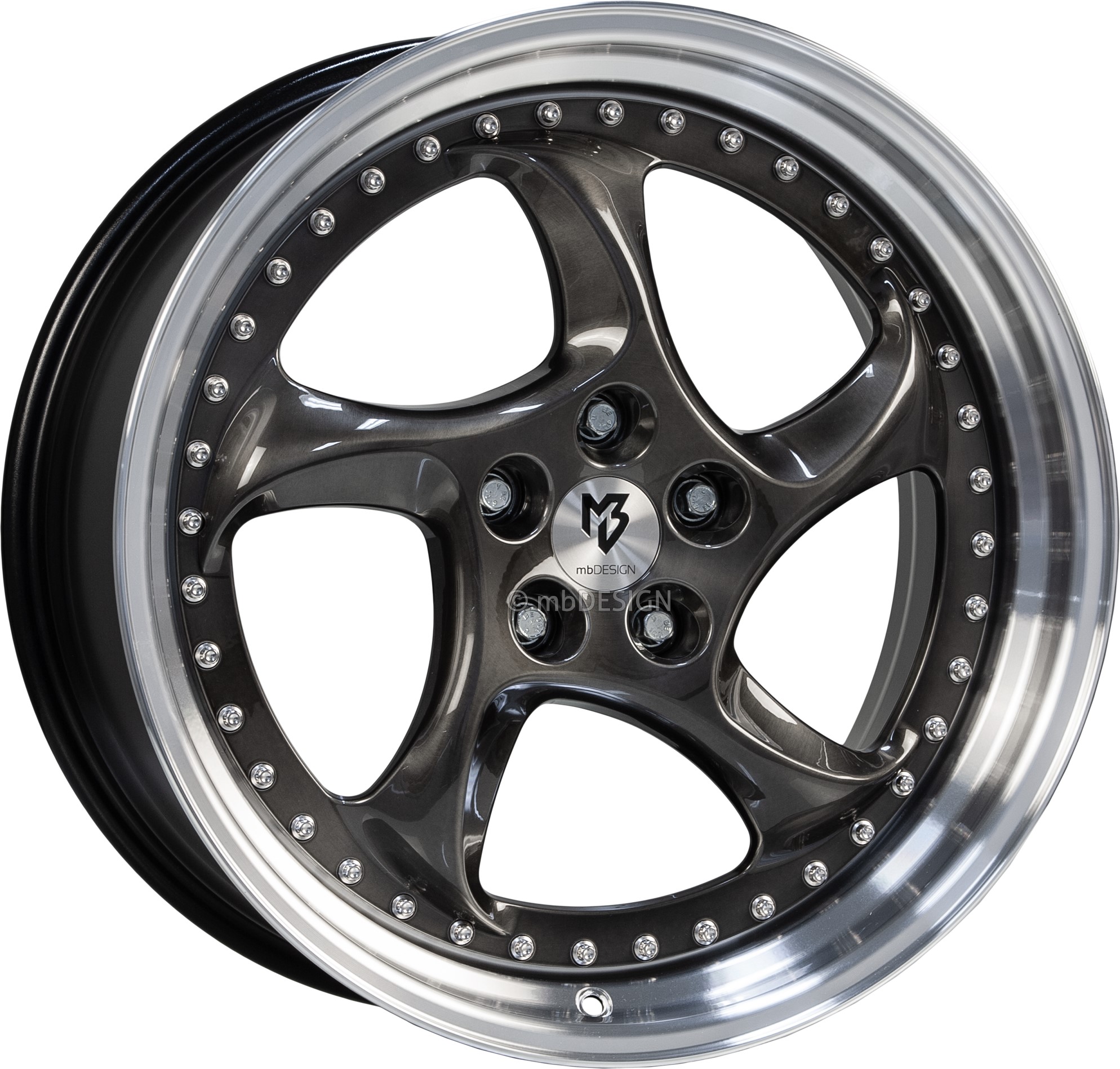 mbDESIGN TURBO FORGED 20x9 ET42 5x120 Brut Smoke Lasur/Noir Brillant Poli