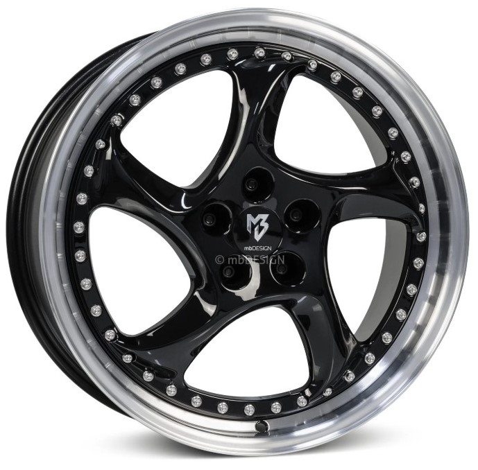 mbDESIGN TURBO S 19x8.5 ET30 5x100 Schwarz Glänzend Poliert