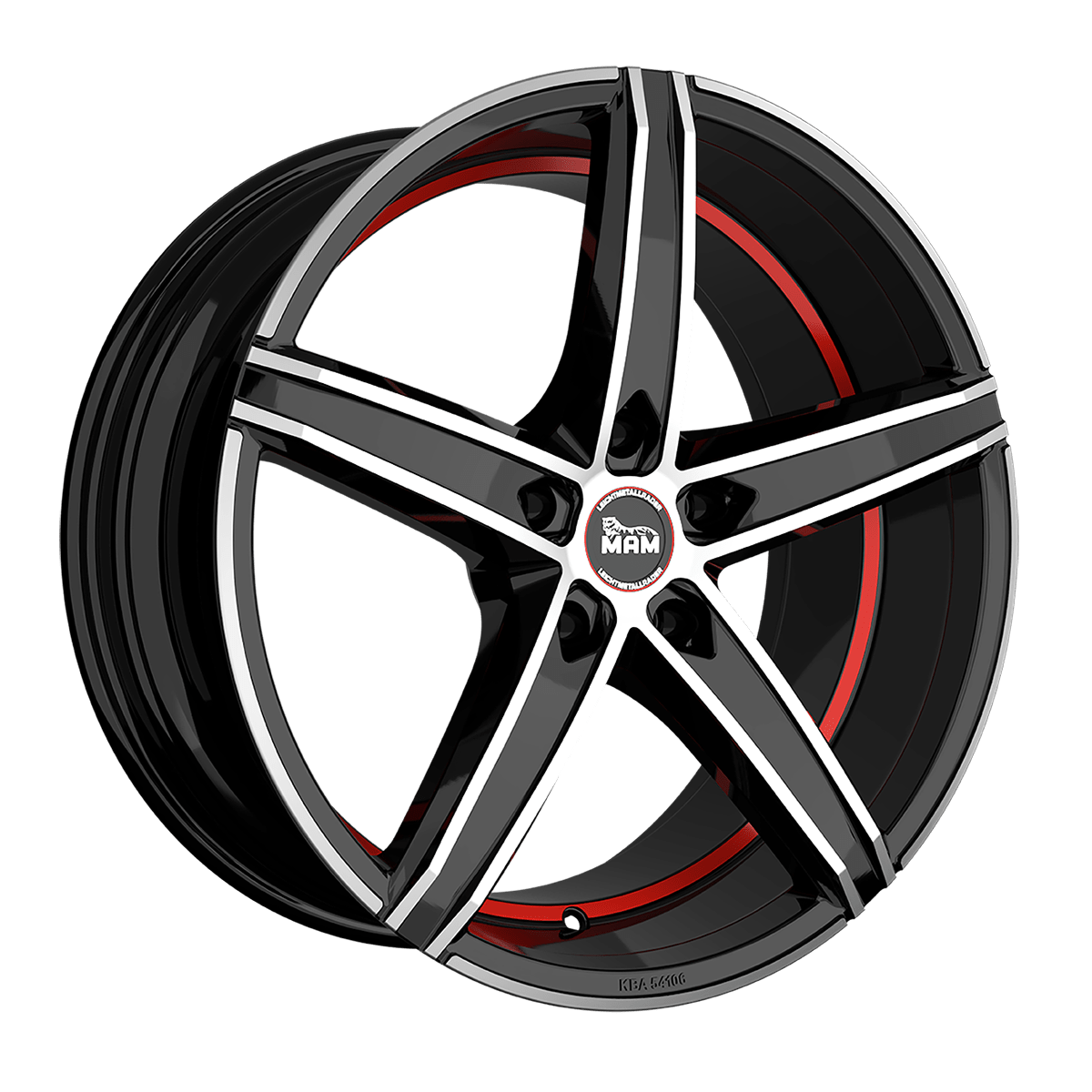 MAM Felgen OX-18 19x8.5 ET30 5x112 Black Front Polish Red Inside
