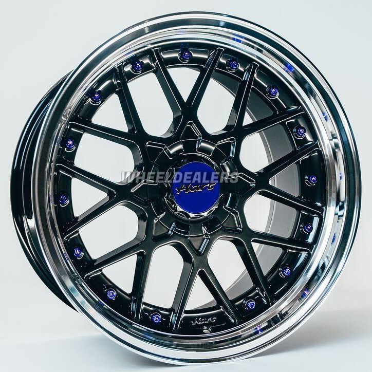 Hart HR83 19x10 ET15 5x114.3/120 Dark Hyper Black E Lavorato A Diamante Con Rivetti Blu