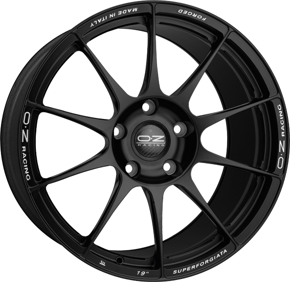 OZ SUPERFORGIATA 19x8.5 ET35 5x112 Matt Black Con Scritte Di Fresatura
