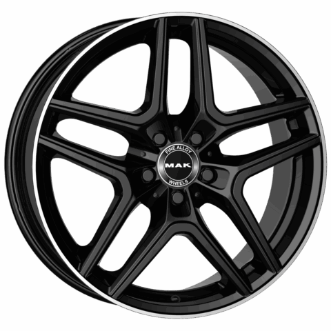 MAK AURUM 19x8 ET33 5x112 Noir Brillant Bague Miroir