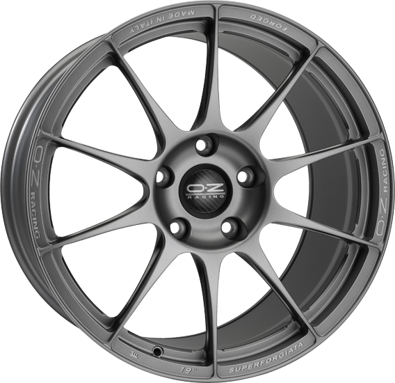 OZ SUPERFORGIATA 19x11 ET40 5x130 Grigio Corsa Con Scritte Di Fresatura
