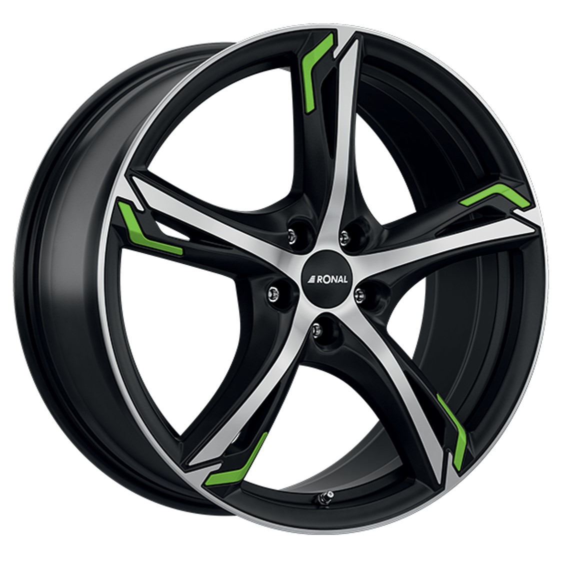 Ronal R62 GREEN 19x8 ET30 5x112 Jetblack Matt Frontpoliert