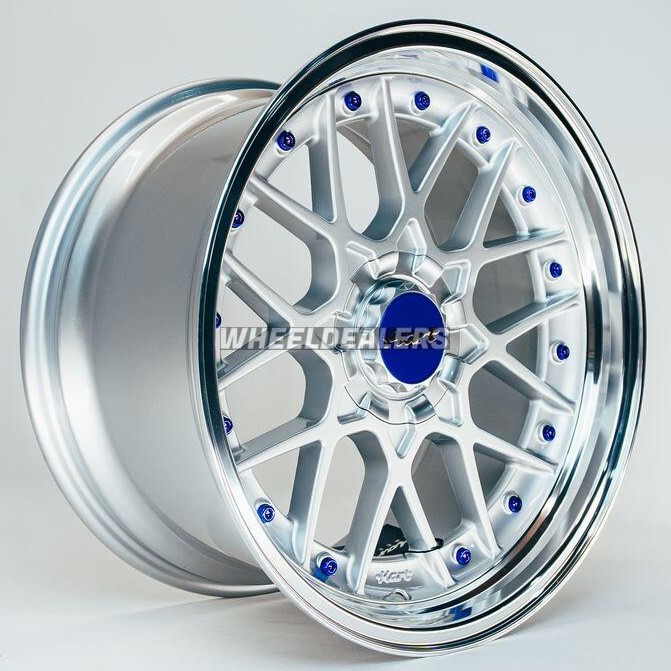 Hart HR83 19x9 ET20 5x114.3/120 Silver And Diamond Cut Lip With Blue Rivets