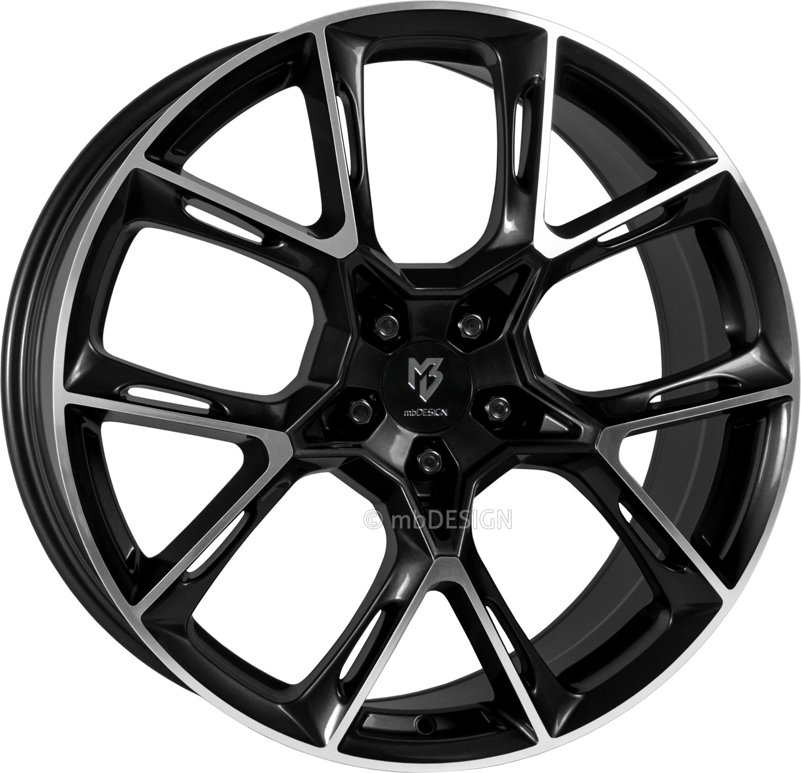 mbDESIGN KX1 21x9 ET40 5x114.3 Noir Brillant Poli