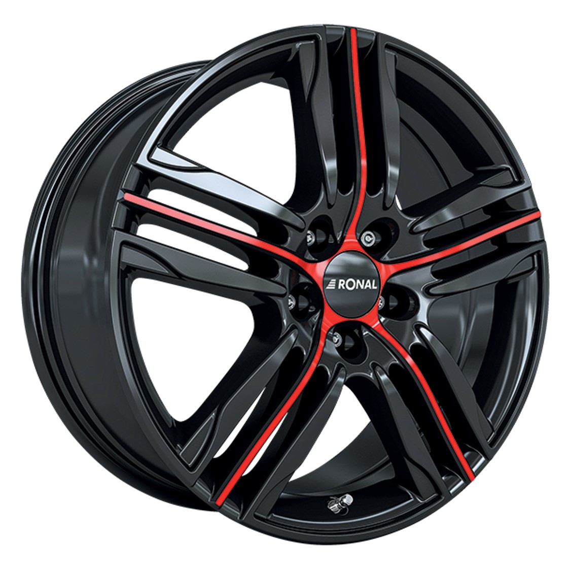 Ronal R57 MCR 19X7.5 ET52 5X120 JETBLACK-RED SPOKE