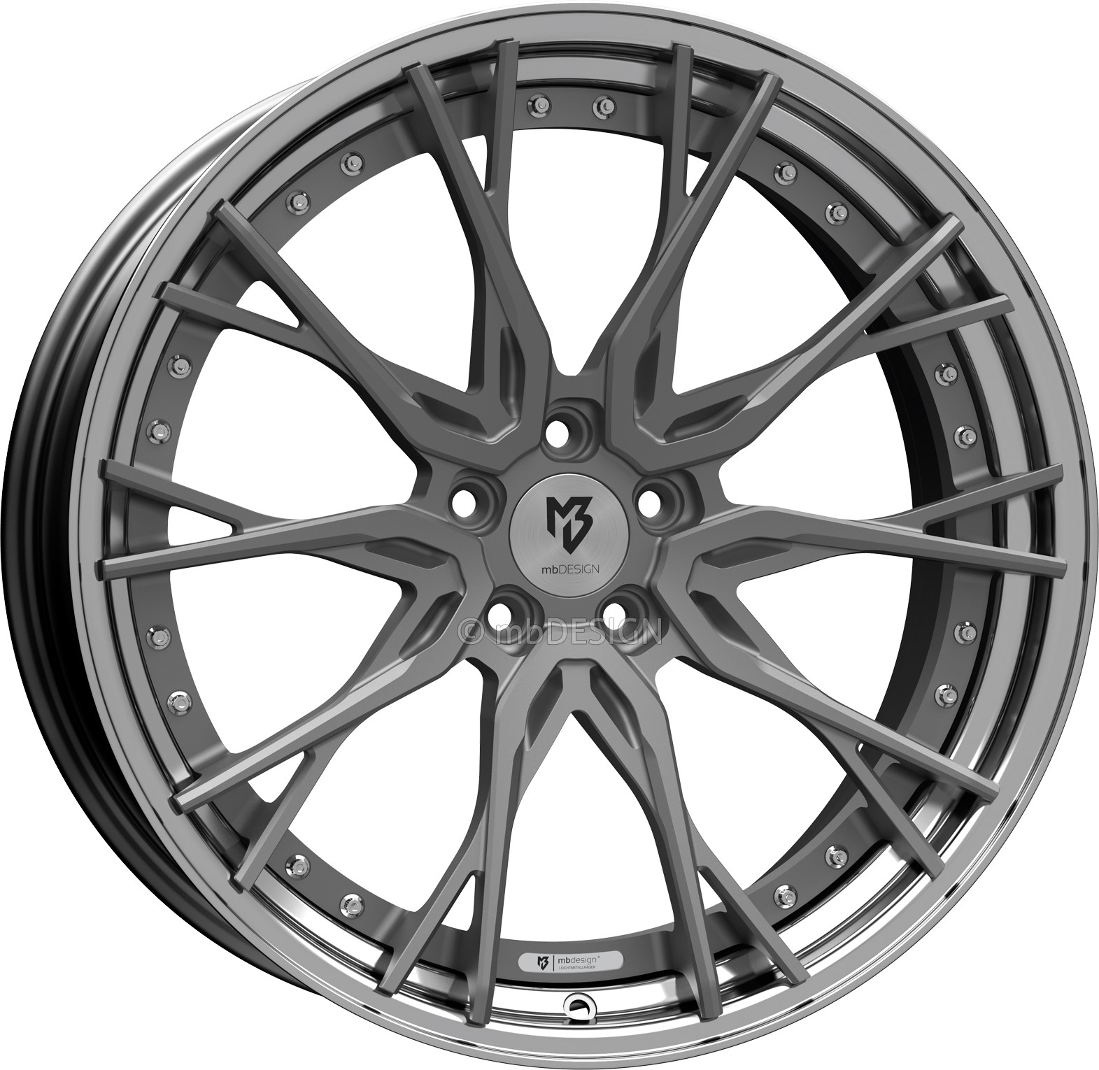 mbDESIGN KV3.2 21x10.5 ET18 5x112 Gris Mat/Noir Brillant Poli
