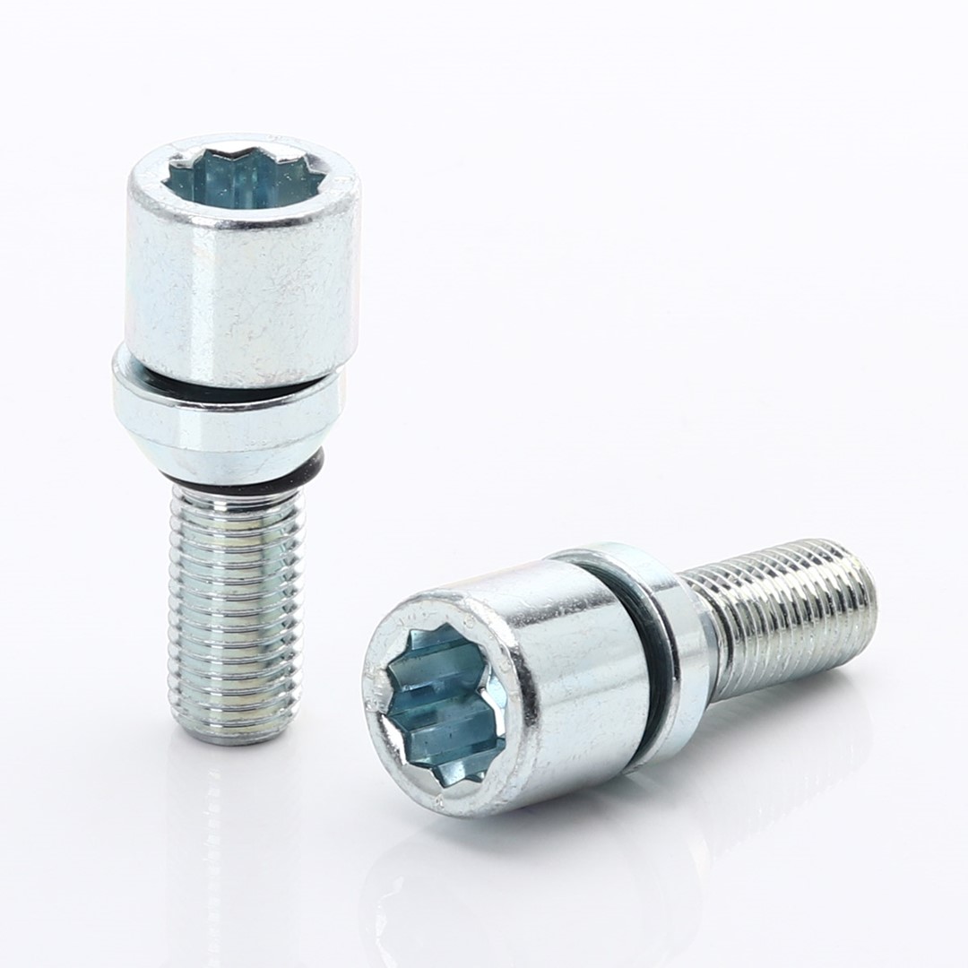 Radschrauben Versatz silber Set 20Stk. 27mm 12x1.25 Innenvielzahn + Key