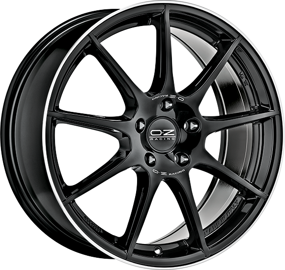 OZ VELOCE GT 17X7.5 ET35 5X112 GLOSS BLACK+DIAMOND LIP+SILVER LETTERING