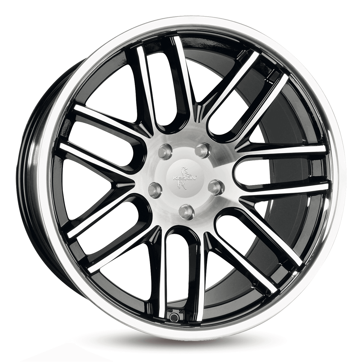Keskin KT14 20x11 ET30 5x120 Black Front Polish Steel Lip