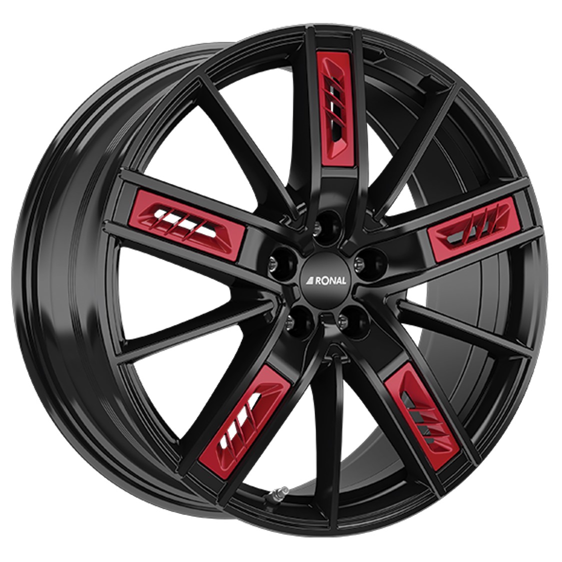 Ronal R67 RED RIGHT 18x8 ET42 5x120 Jetblack Frontpoliert