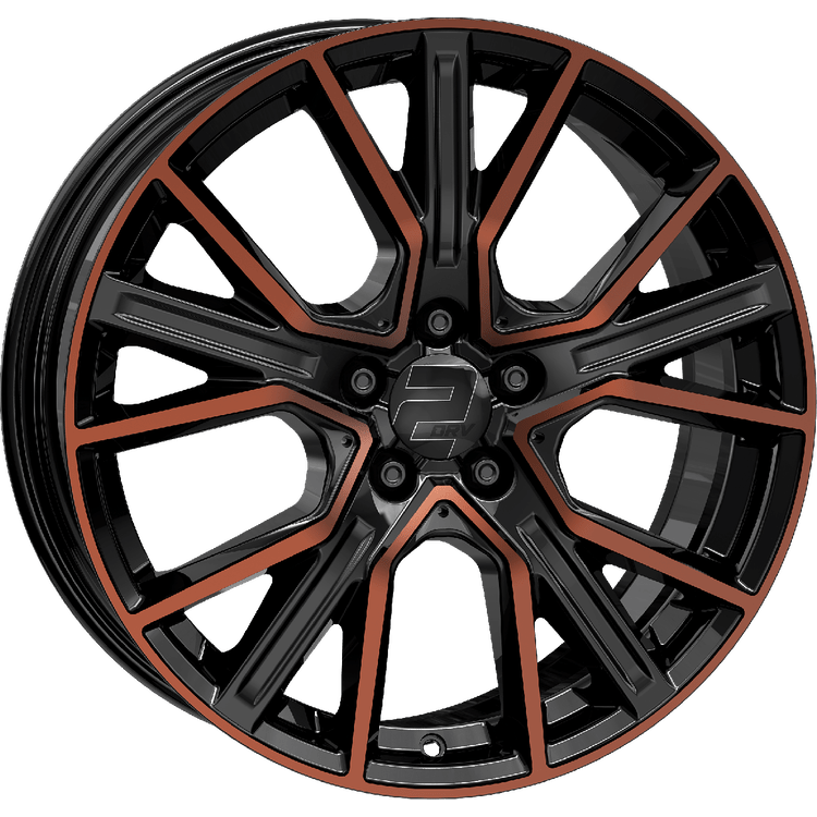 2DRV WH34 21x9 ET38 5x112 Noir Cuivre Poli Brillant