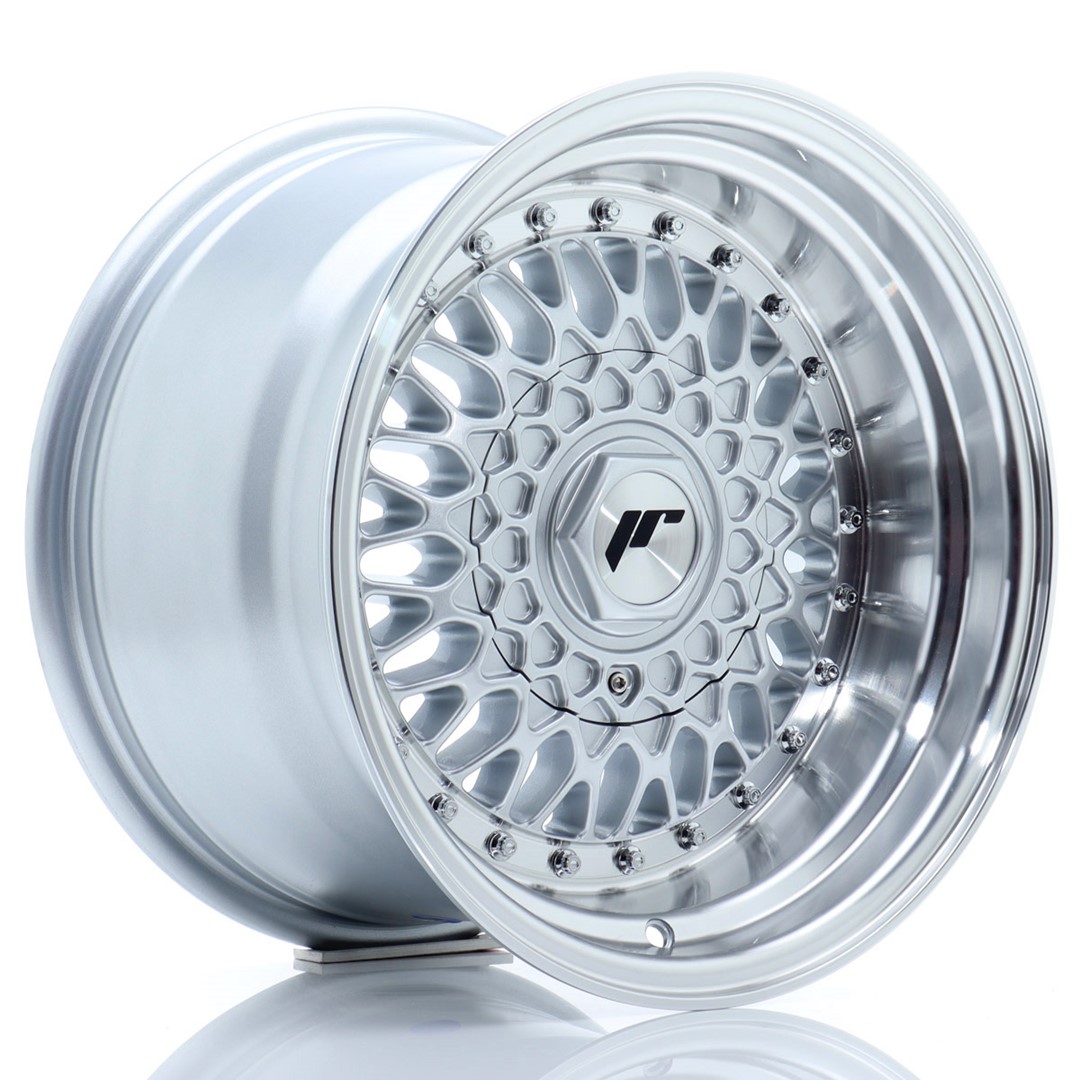 Japan Racing JR9 15x9 ET10 4x100/108 Silver Machined Lip+Silver Rivets