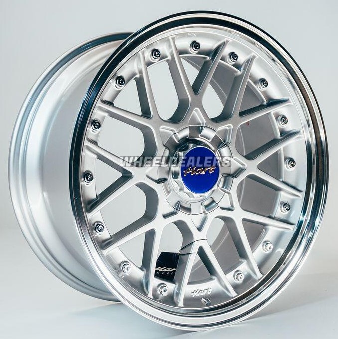 Hart HR83 19x10 ET15 5x114.3/120 Silver And Diamond Cut Lip With Silver Rivets