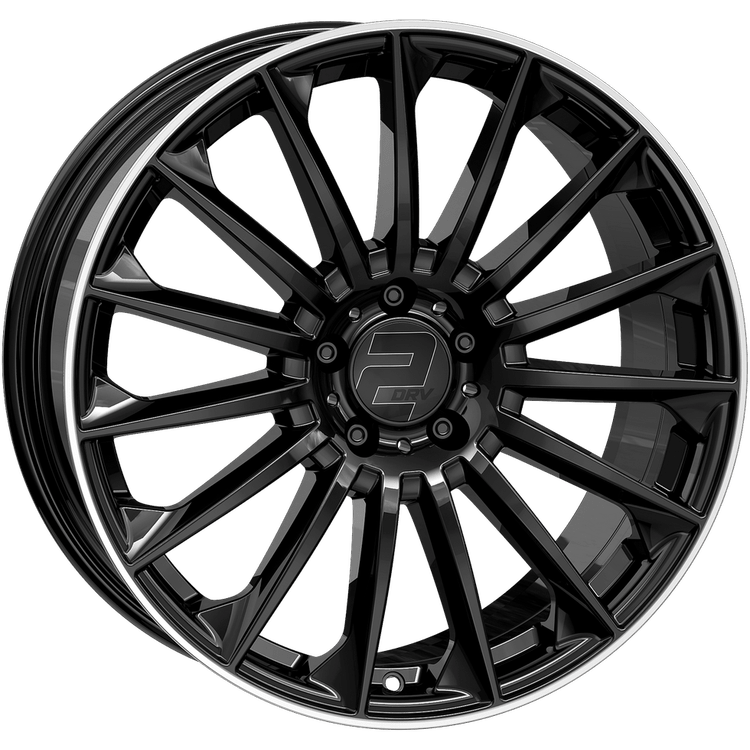 2DRV WH39 22x10.5 ET20 5x112 Schwarz Glänzend Lackiert Mit Hochglanzpoliertem Felgenbett