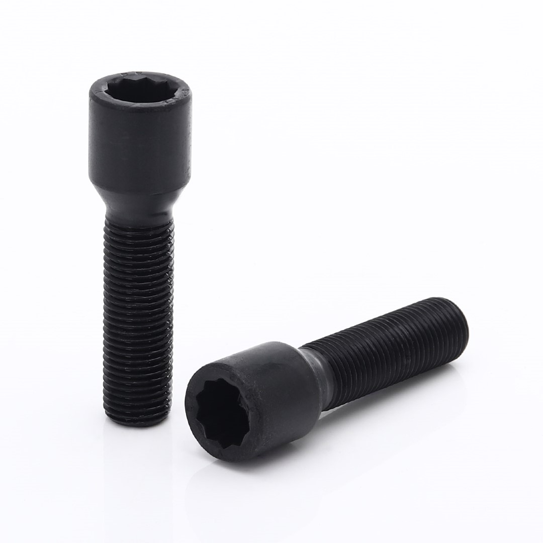 Bulloni ruota neri Set 10 pz. 45mm 12x1.25 Esagono cavo + chiave
