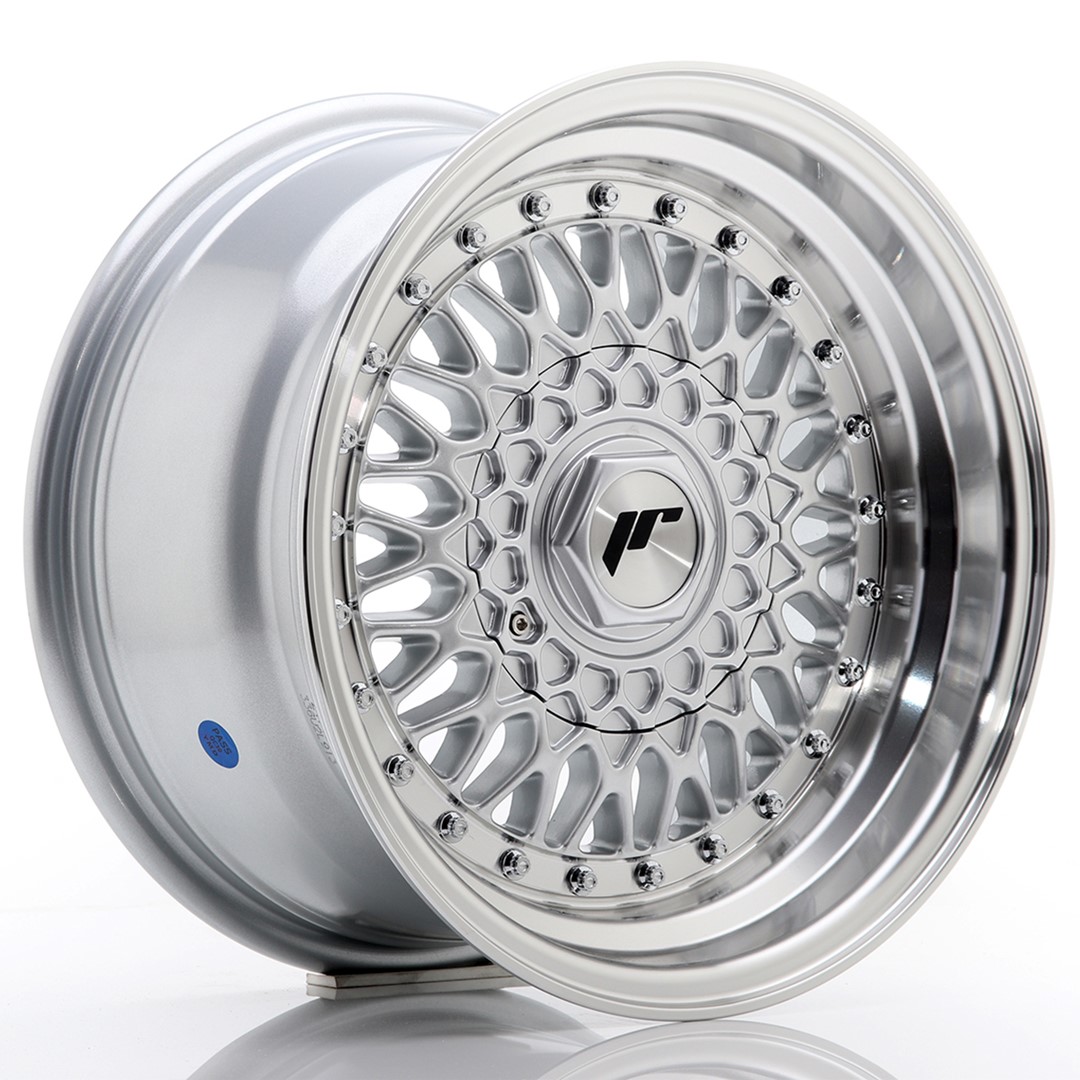 Japan Racing JR9 15x8 ET20 4x100/108 Silver Machined Lip+Silver Rivets