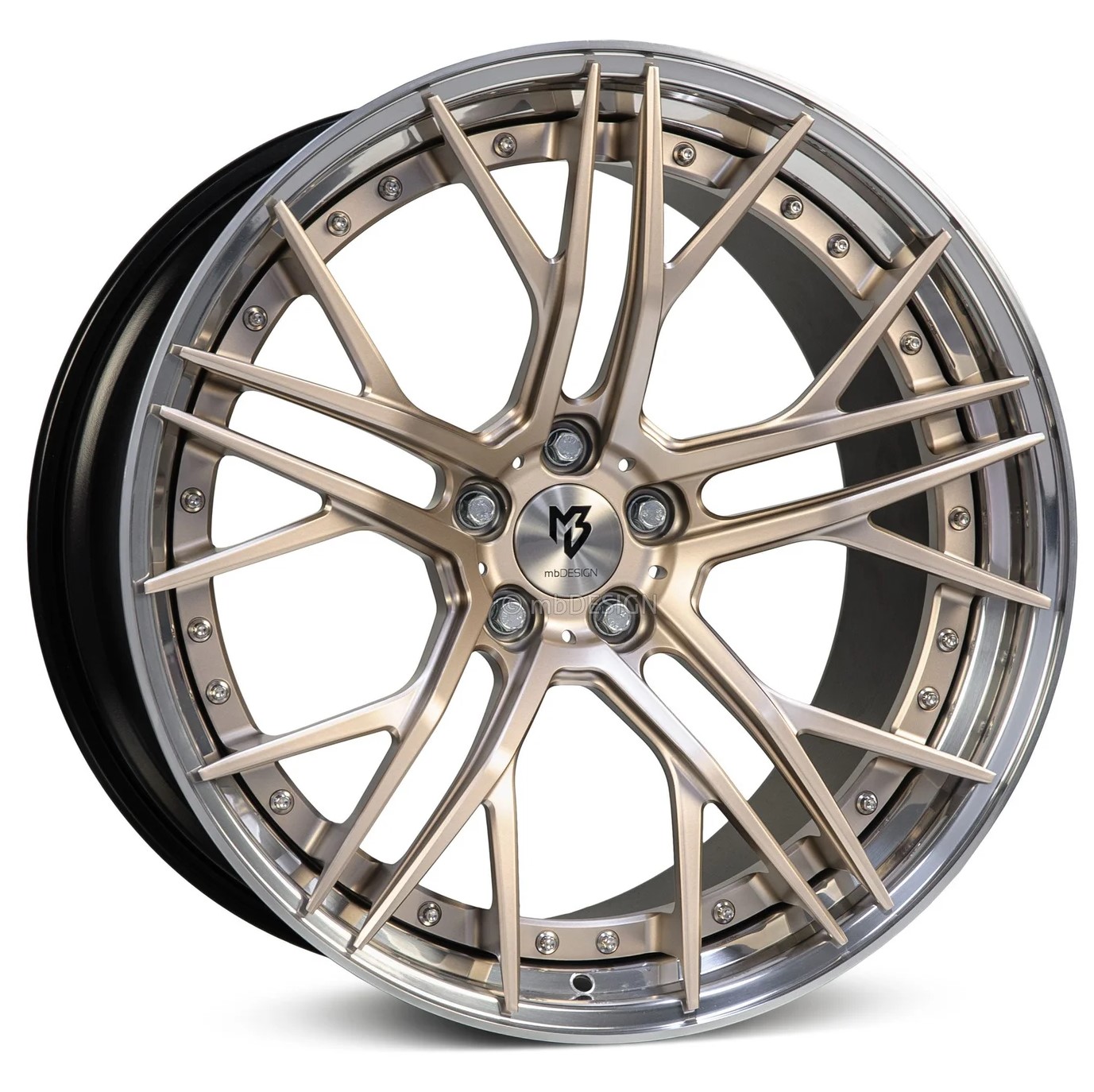 mbDESIGN SF1.3 20x9 ET34 5x112 Rosegold Matt Bord extérieur poli