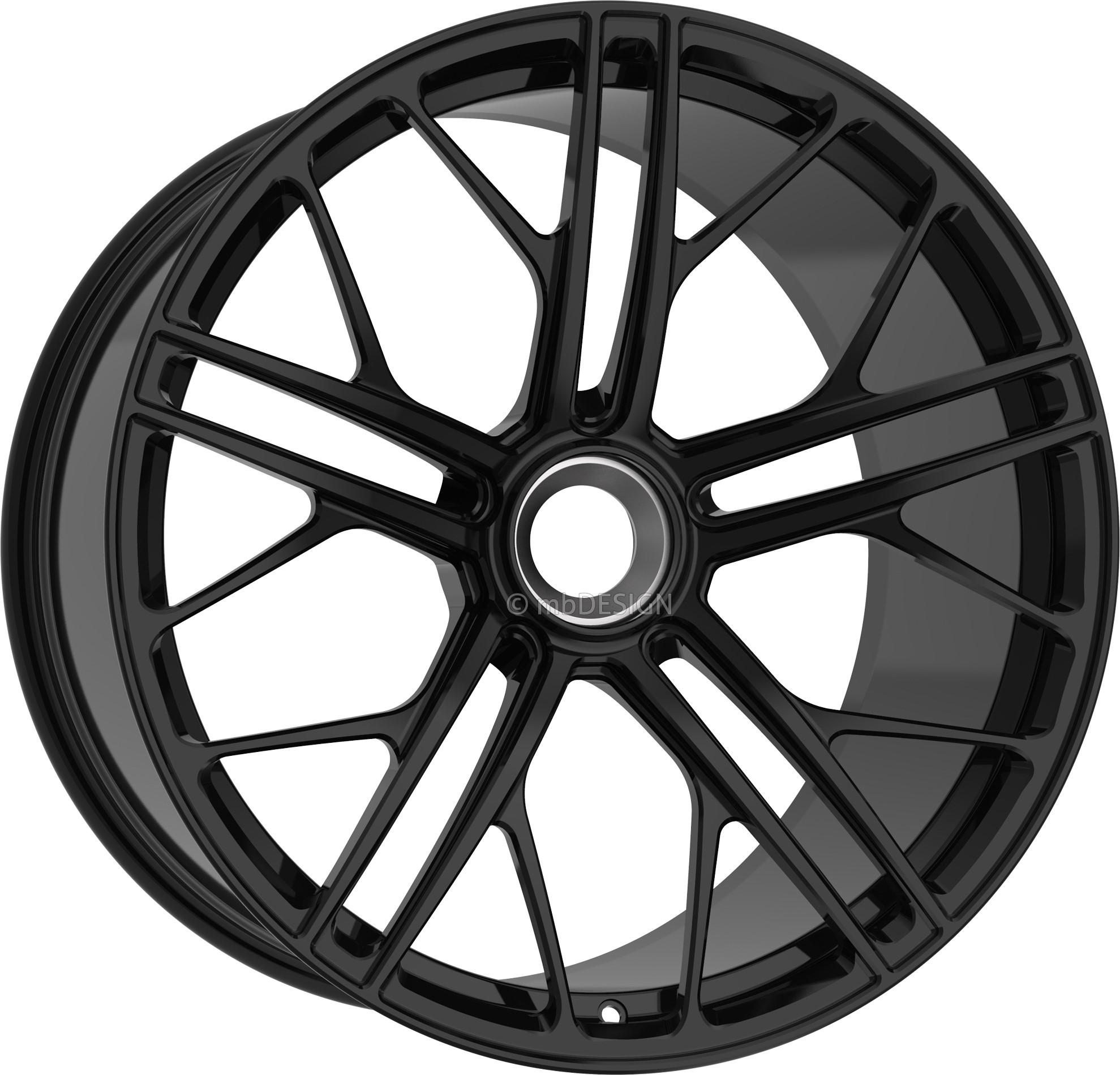 mbDESIGN SF1 22x12 ET65 Zentralverschluss Schwarz Glänzend