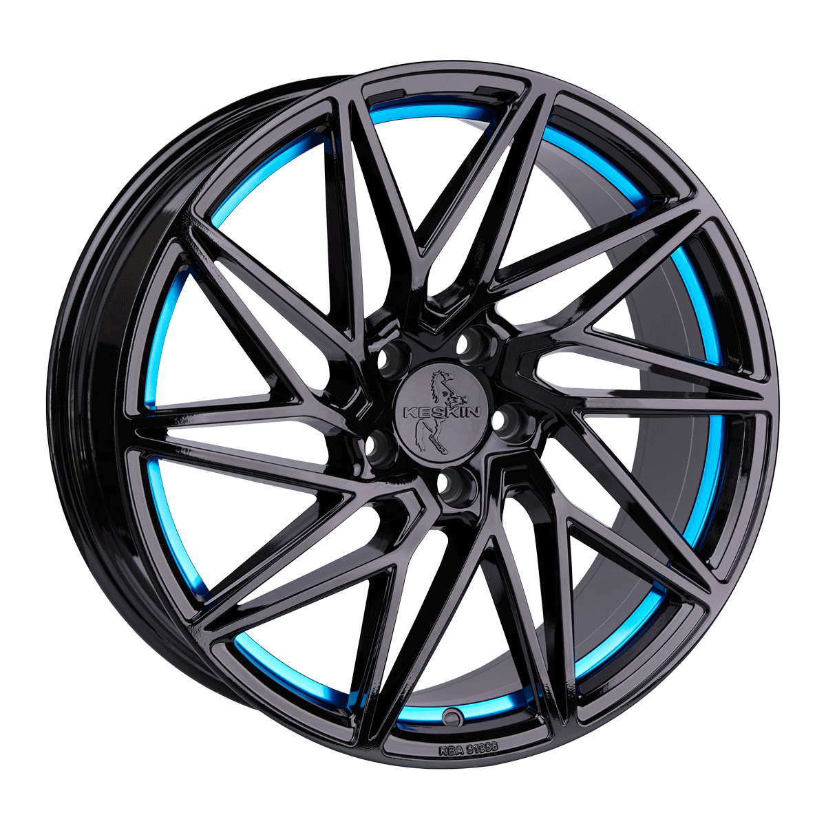 Keskin Wheels KT20 20X8.5 ET45 5X112 BLACK PAINTED BLUE INSIDE