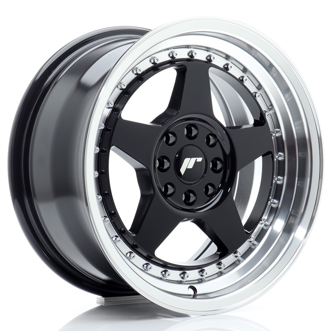 Japan Racing JR6 16x8 ET25 4x100/108 Gloss Black Machined Lip