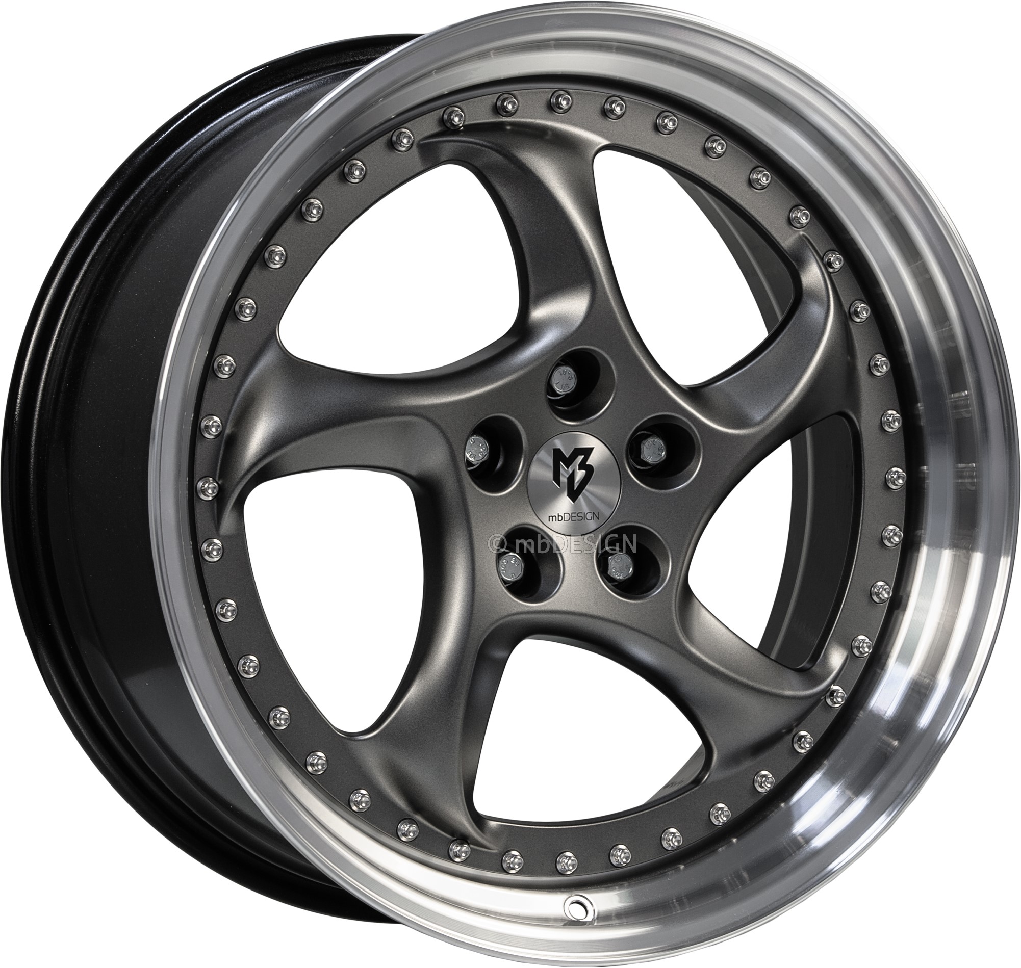 mbDESIGN TURBO FORGED 20x9 ET42 5x120 Gris Mat/Noir Brillant Poli
