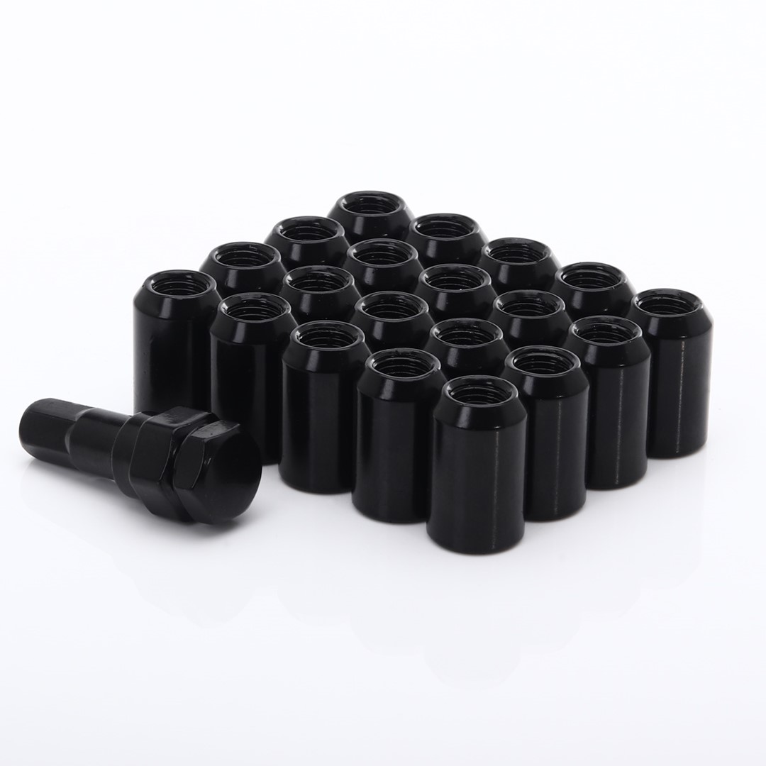 Radmutter schwarz Set 20Stk. 32mm 12x1.5 Imbus + Key 1