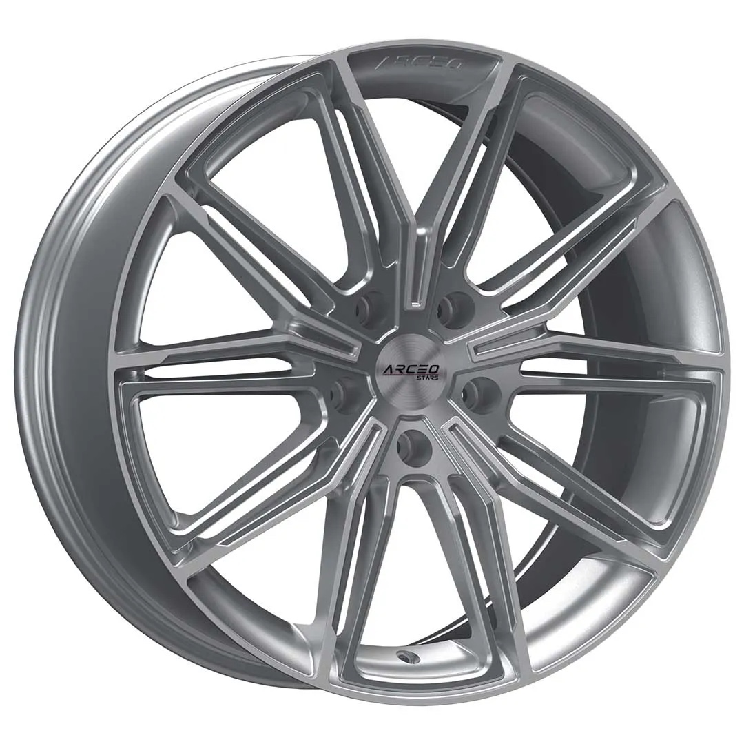 Arceo Stars ASW05 19x8 ET30 5x112 Silver Diamond