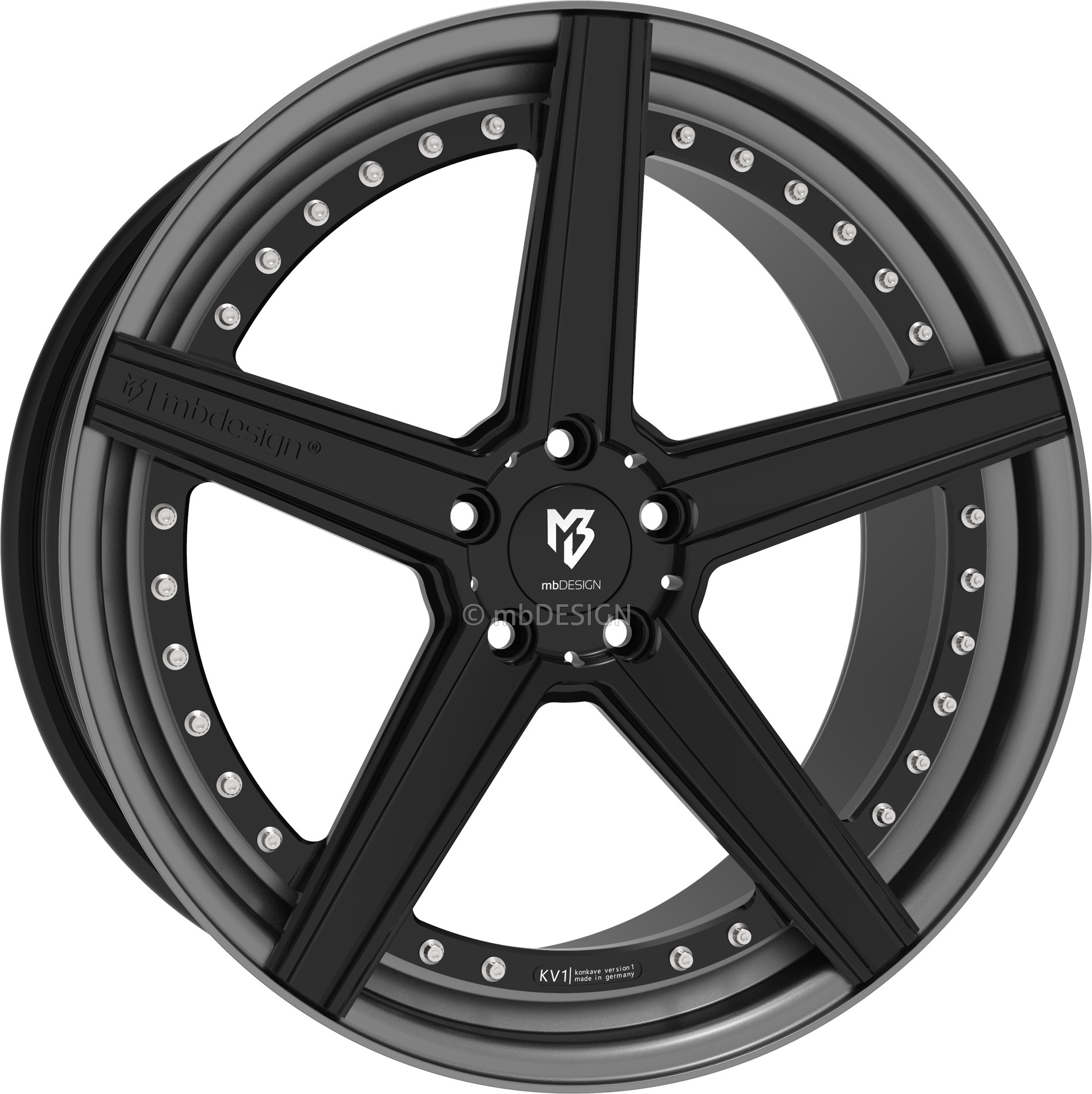 mbDESIGN KV1.3 20x9 ET30 5x120 Schwarz Glänzend/Grau Matt