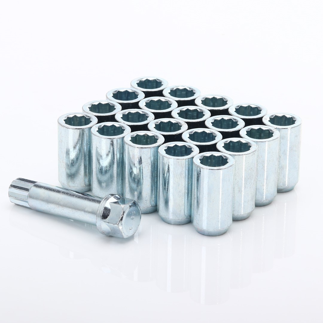 Radmutter silber Set 20Stk. 36mm 1/2 UNF Innenvielzahn + Key 1