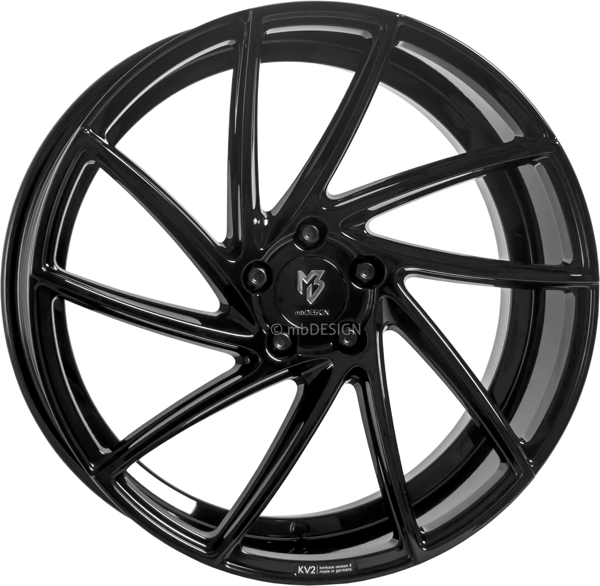 mbDESIGN KV2 19x8.5 ET43 5x114.3 Schwarz Glänzend