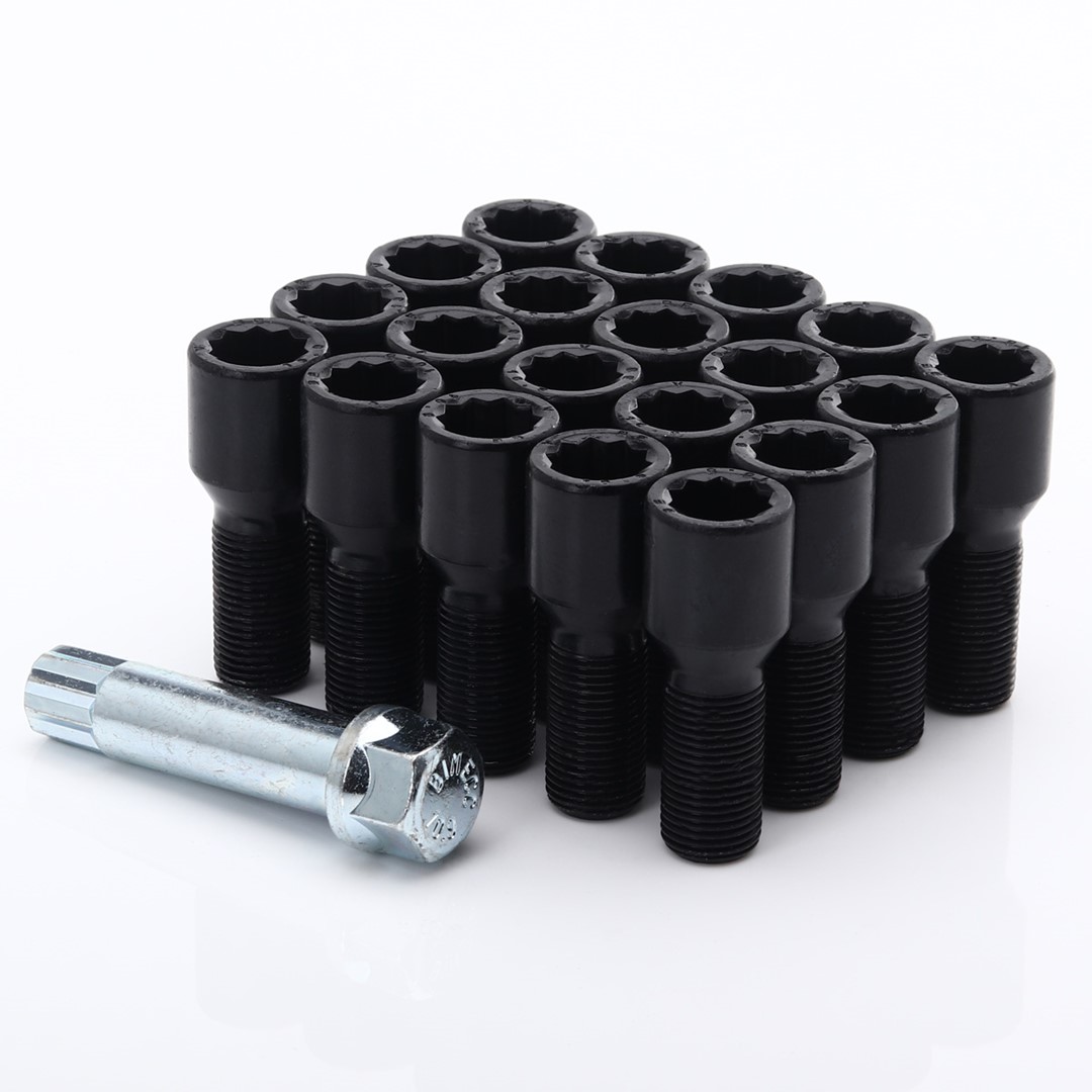 Radschrauben  schwarz Set 20Stk. 26mm 12x1.5 Innenvielzahn + Key 1