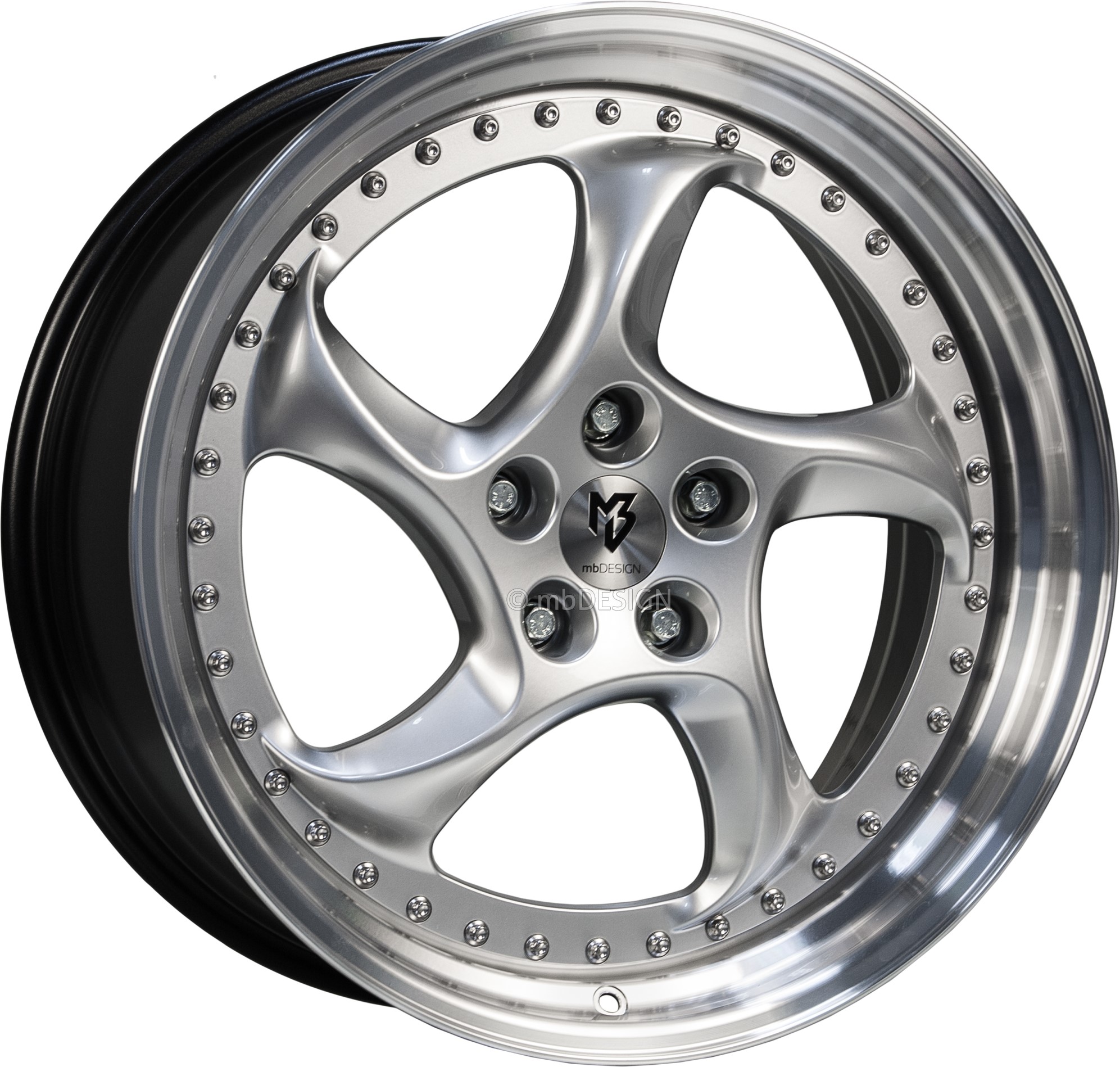 mbDESIGN TURBO FORGED 20x9 ET42 5x120 Silber Glänzend/Schwarz Glänzend Poliert
