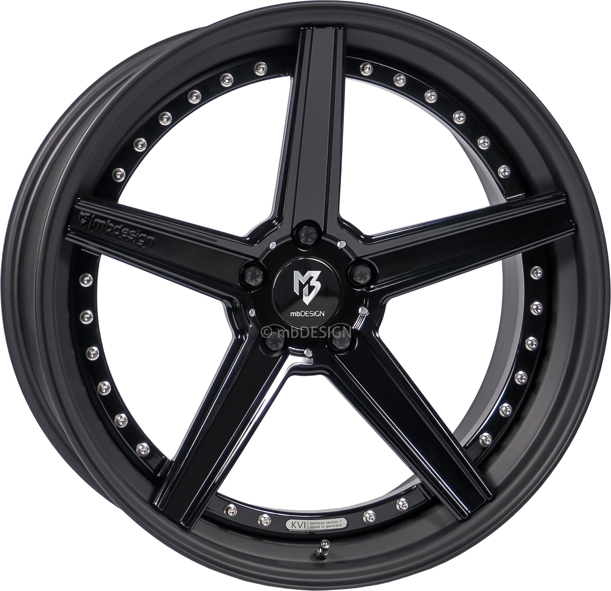mbDESIGN KV1.3 20x9 ET30 5x120 Nero Lucido/Nero Opaco