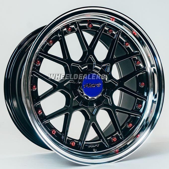 Hart HR83 19x10 ET15 5x114.3/120 Dark Hyper Black And Diamond Cut With Red Rivets