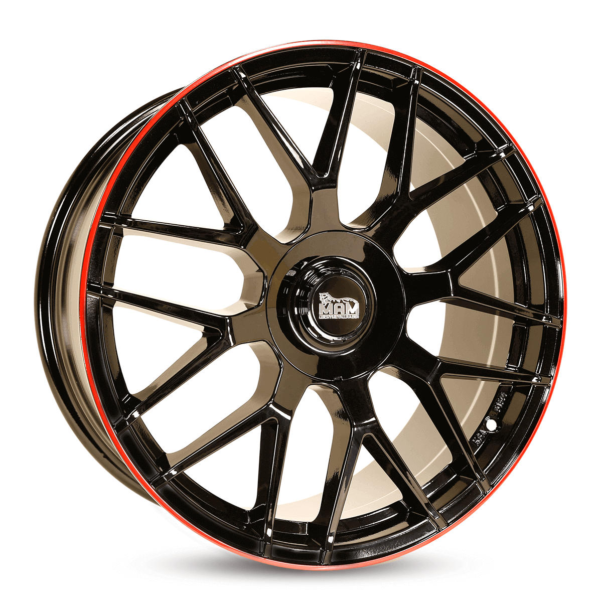 MAM Felgen GT1 18x8 ET45 5x100/112 Black Painted Lip Red