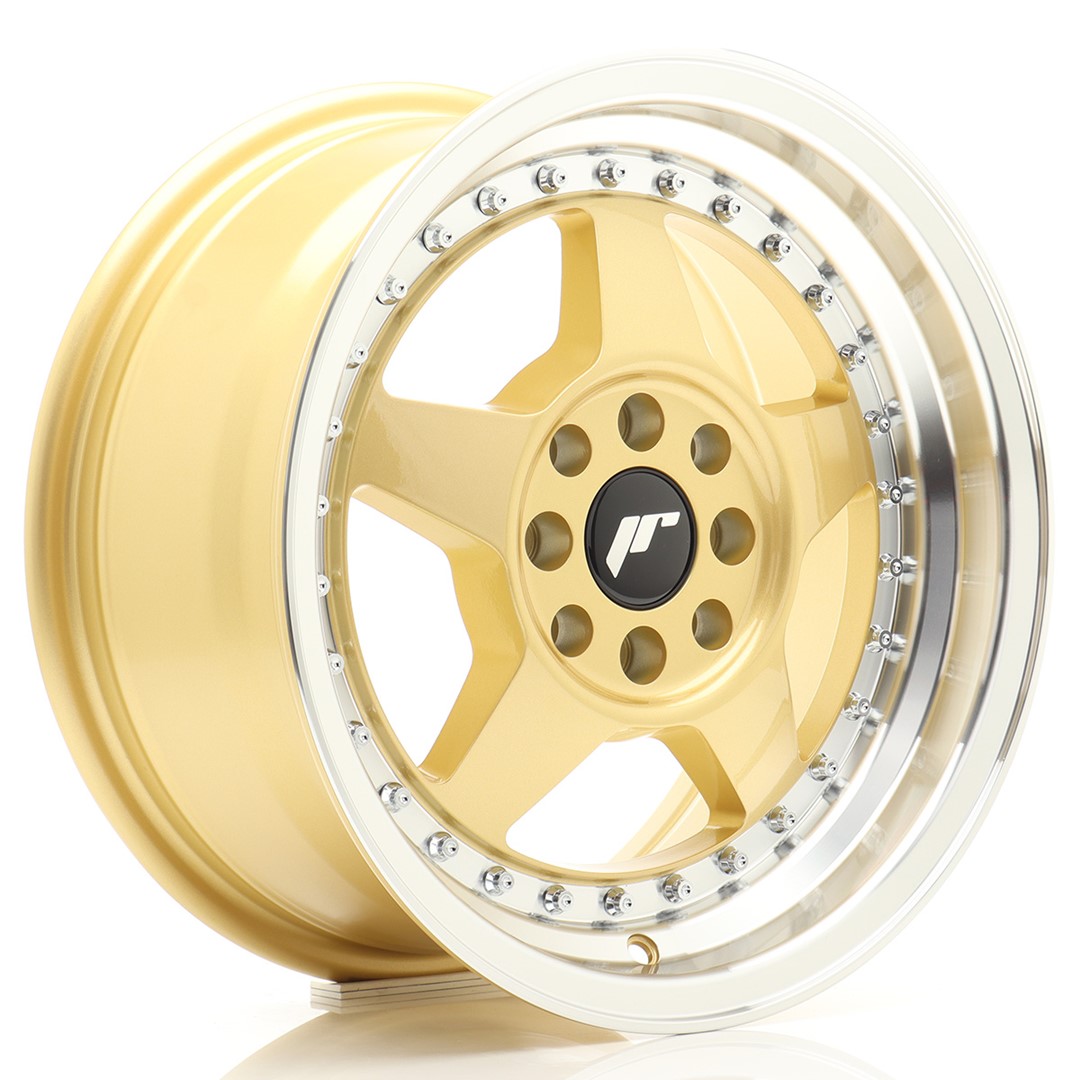 Japan Racing JR6 15x7 ET25 4x100/108 Gold Machined Lip