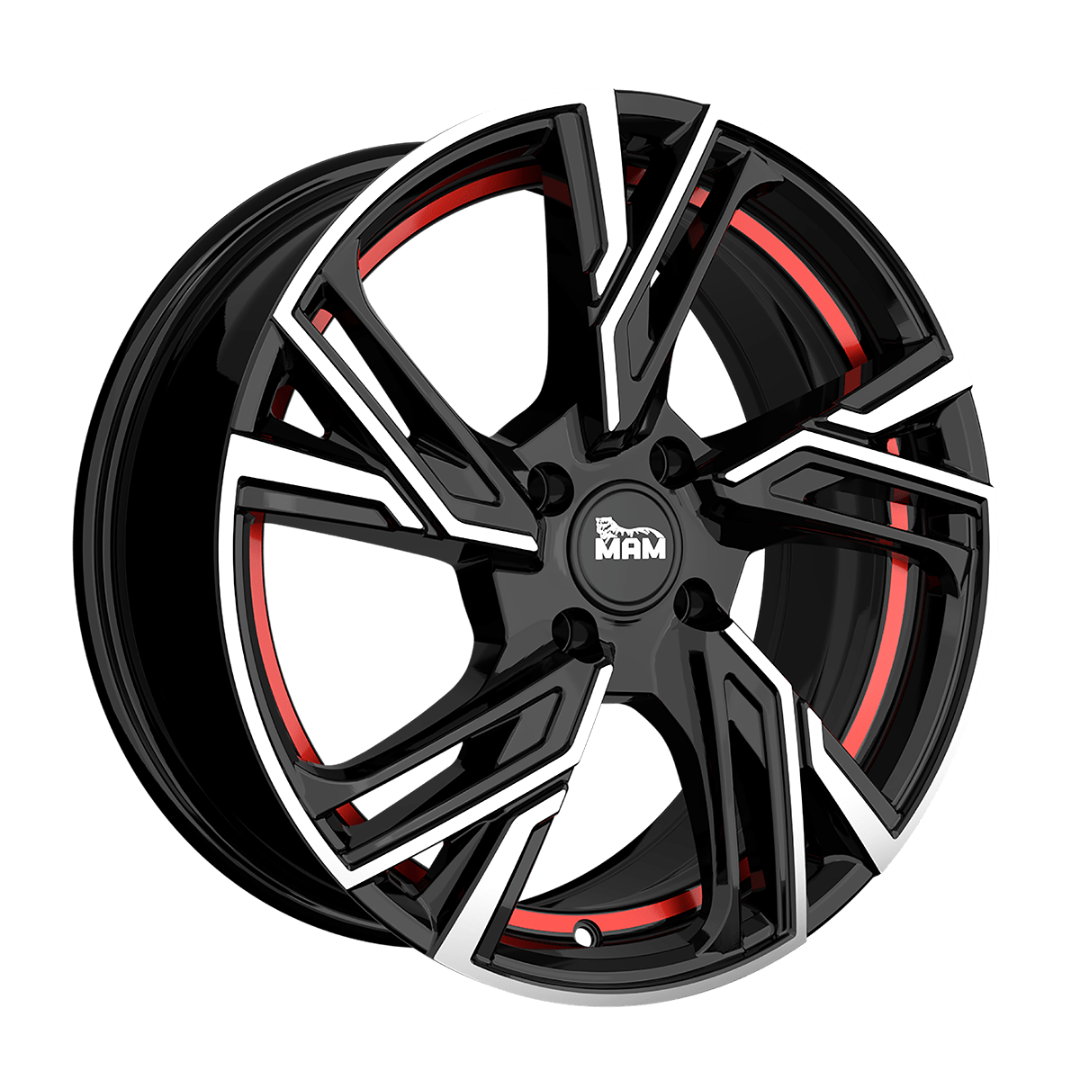 MAM Felgen RS5 16x6.5 ET37 4x108 Black Front Polish Red Inside