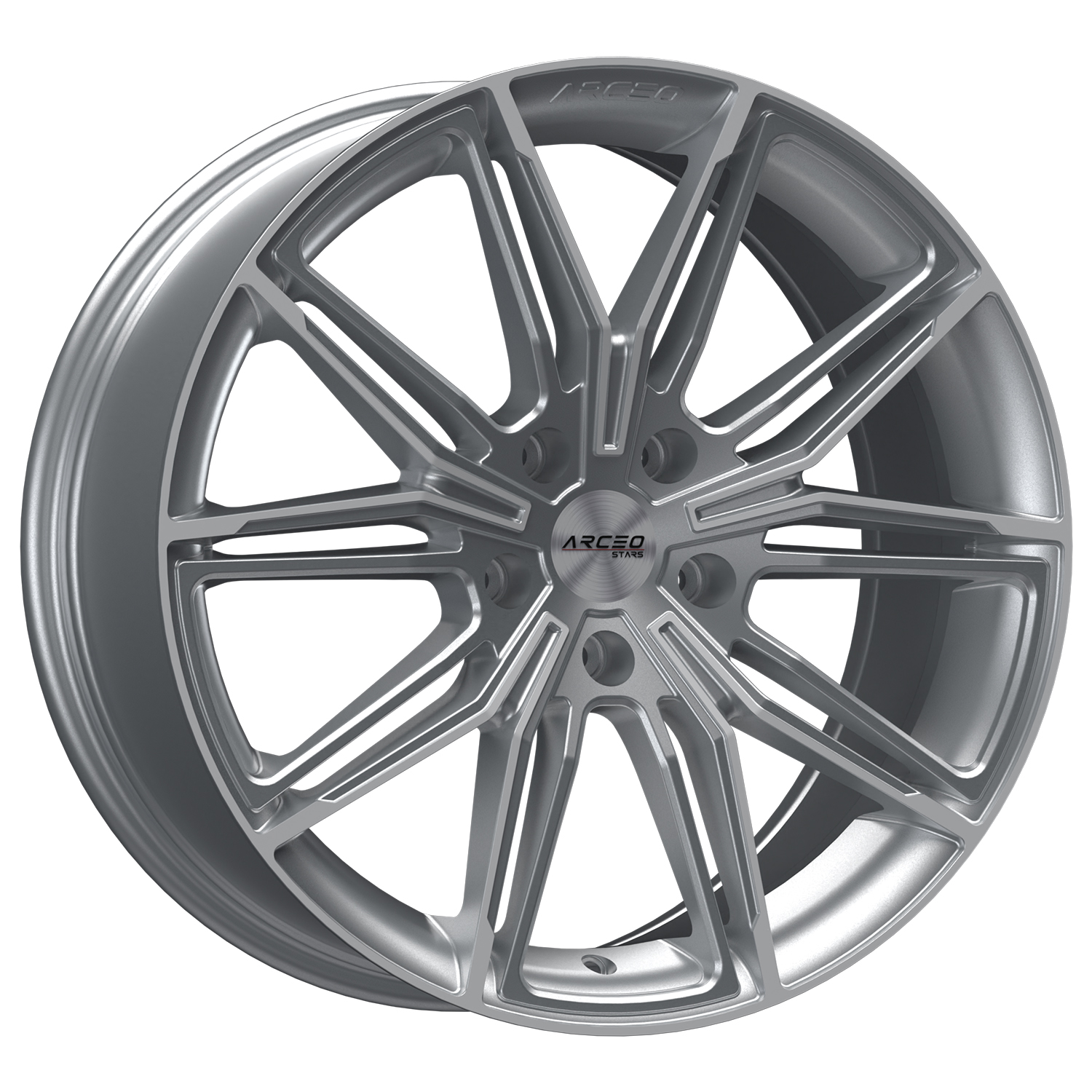 Arceo Stars ASW05 19x8 ET40 5x112 Silver Diamond