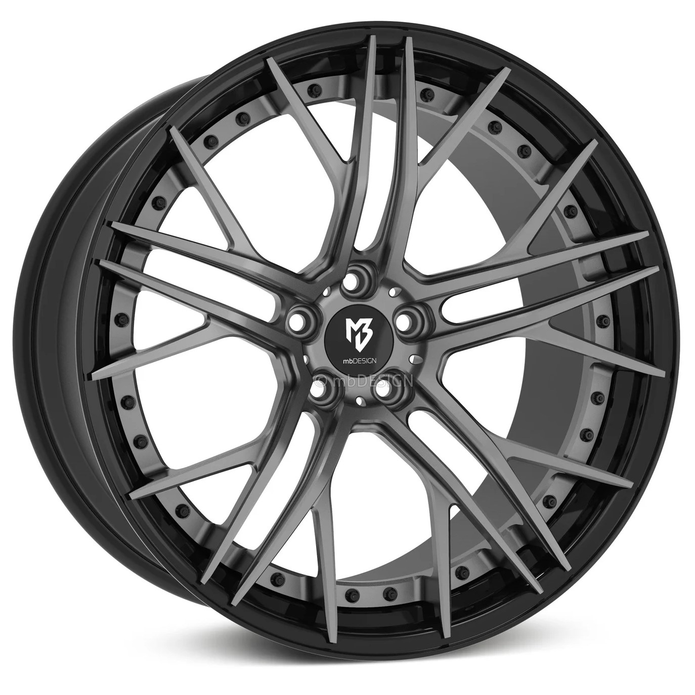 mbDESIGN SF1.3 20x9 ET34 5x112 Gris mat/Noir brillant