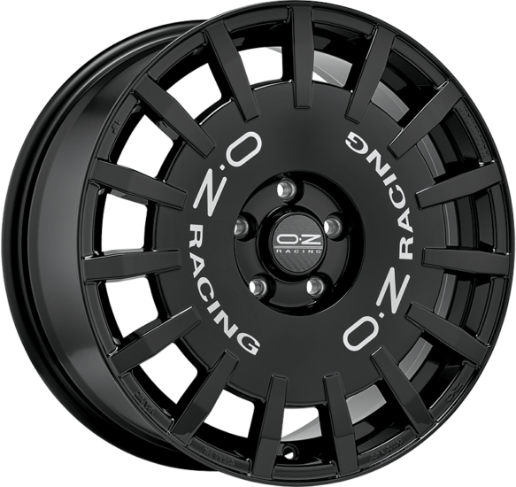 OZ RALLY RACING 17X7 ET45 5X114.3 GLOSS BLACK SILVER LETTERING